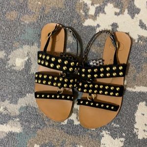 Black and gold flats